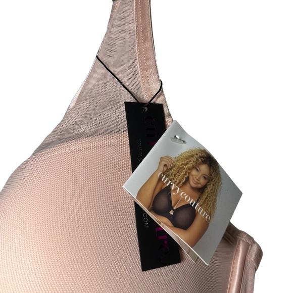 NEW with tags Sexy Sheer Mesh Plus Size Plunge T Shirt Bra 42DDD Blushing Rose - Picture 5 of 9
